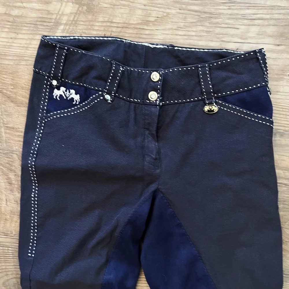 Equine Couture Blakely Knee Patch Breeches Contrast Saddle Stitch Horse Size 30 - Picture 7 of 9